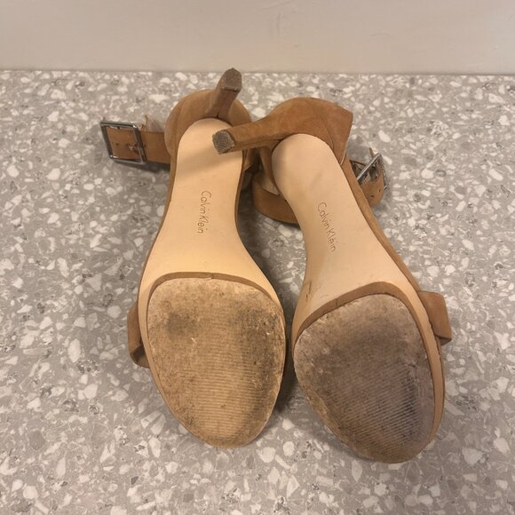 Calvin Klein Vivian Suede Platform Sandals, Taupe, Women’s Size 9.5, Gently Worn - Picture 8 of 8